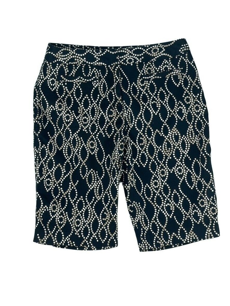 Bamboo Traders Womens Black & White Patterned Bermuda Shorts Size 12